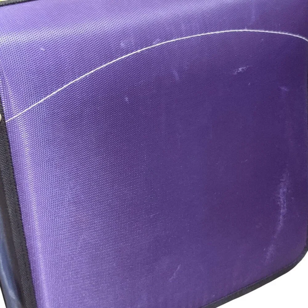 Case it Purple Gray 3 Ring Zipper Binder with Expanding File Organizer Pockets